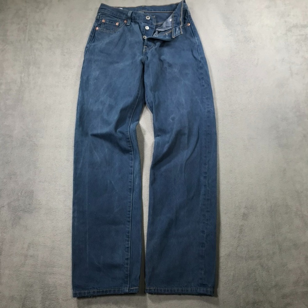 Levi's 501 Premium Big E Jeans Women 25x32 Blue Button Fly 90s Garment Dyed Fade